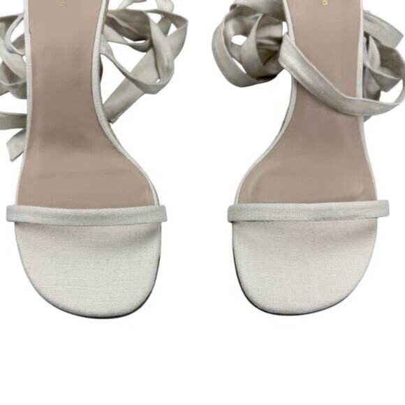 REFORMATION Alessa Lace-Up Linen Espadrilles Sz 10 Cream White - Picture 8 of 14